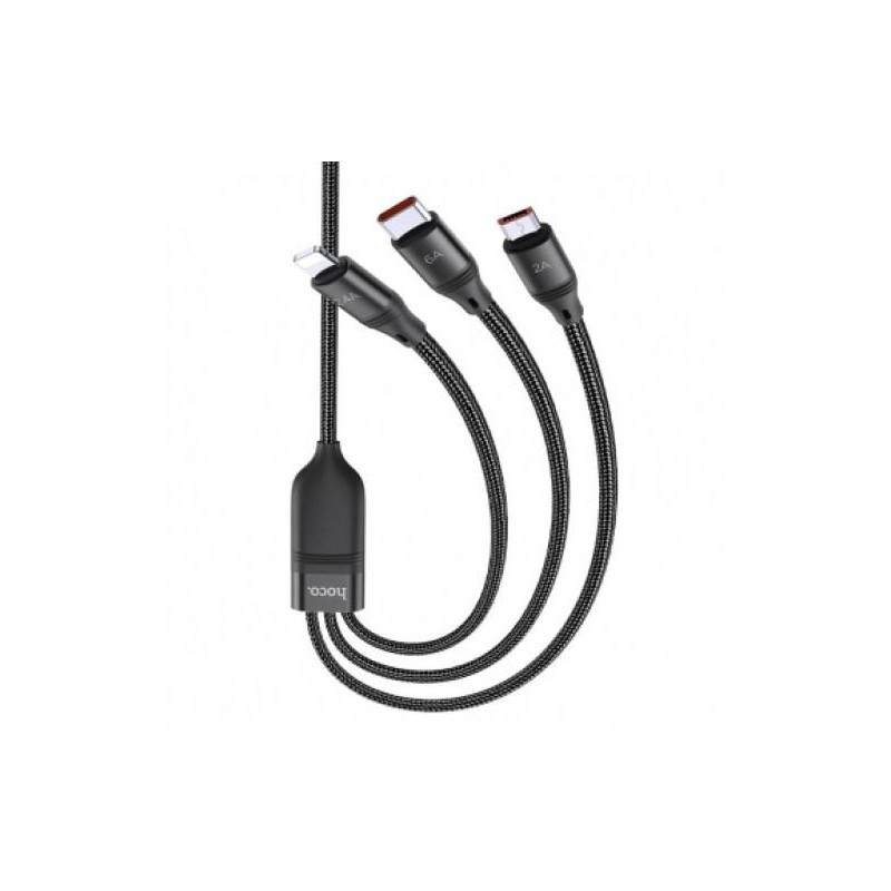 Cablu incarcare usb la lightning / usb type-c / microusb hoco u104 1.2 m 6a