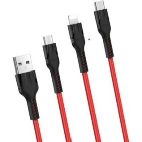 Cablu date si incarcare usb la lightning / usb type-c / microusb hoco u31 benay