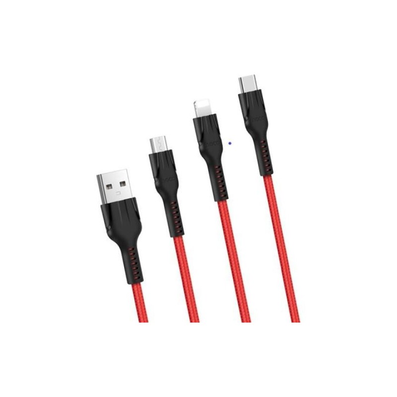 Cablu date si incarcare usb la lightning / usb type-c / microusb hoco u31 benay