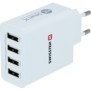 Swissten smart ic / incarcator rapid retea compact 5a 4xusb tehnologie smart ic alb