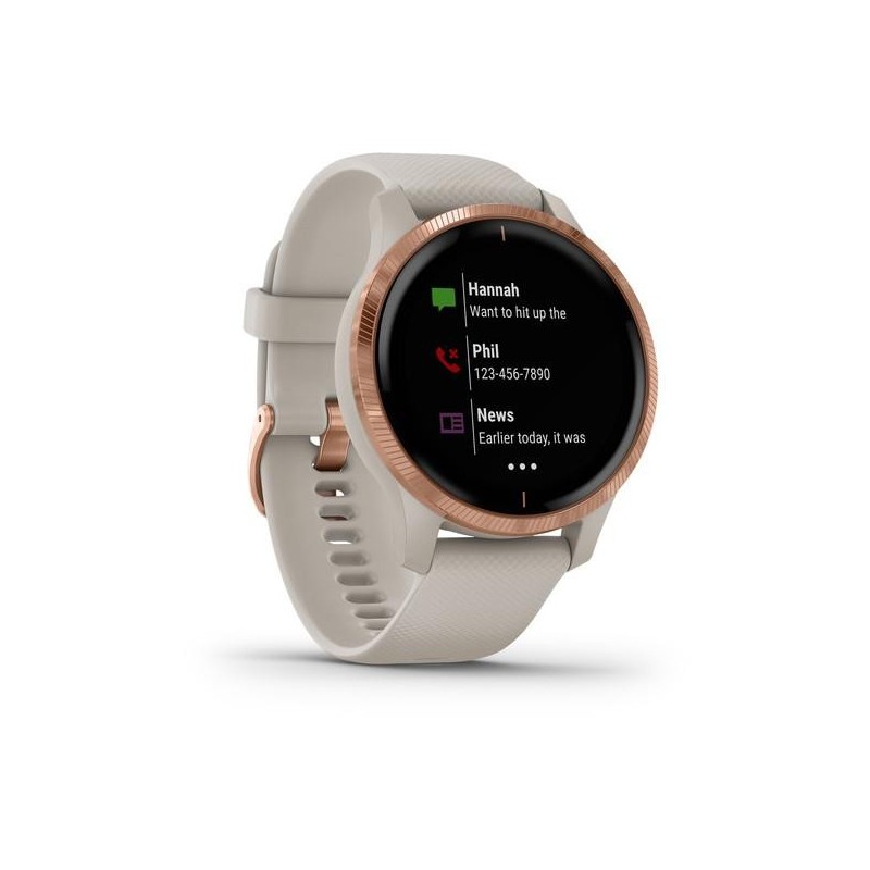 Smart watch garmin venu light sand/rose gold seu smart notifications music player controls and storage