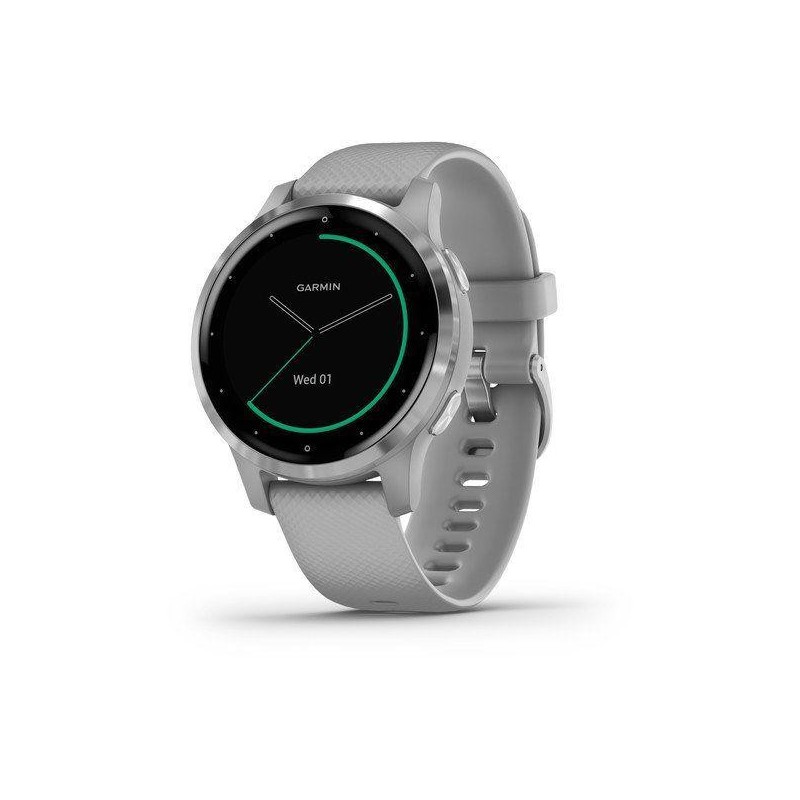 Smart watch garmin vivoactive 4s powder gray/silver seu smart notifications music storage and playback tracking