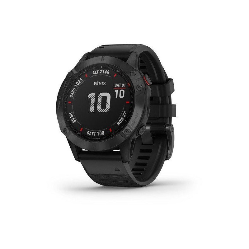 Smartwatch garmin fenix 6 pro black w/black band(glass) screen size 1.2 gorilla glass maps internal