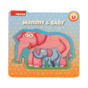 Puzzle mama si copilul elefant8 piese