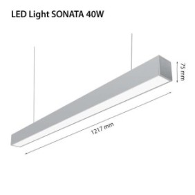 Lampa led liniara 2r sonata 40w 4300 lm lumina neutra (4000k) ip20 1217x64x75mm metal argintiu