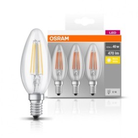 3 becuri led osram base classic b e14 4w (40w) 470 lm lumina calda (2700k)