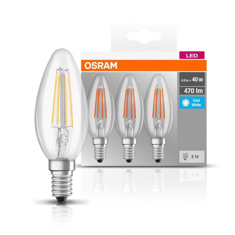 3 becuri led osram base classic b e14 4w (40w) 470 lm lumina neutra (4000k)