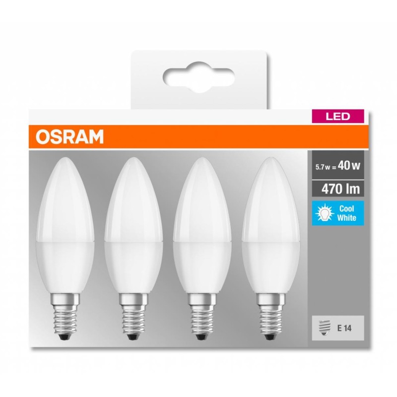 4 becuri led osram base classic b e14 4.9w (40w) 470 lm lumina neutra (4000k)