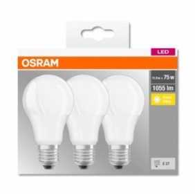 3 becuri led osram base classic a e27 10w (75w) 1055 lm lumina calda (2700k)