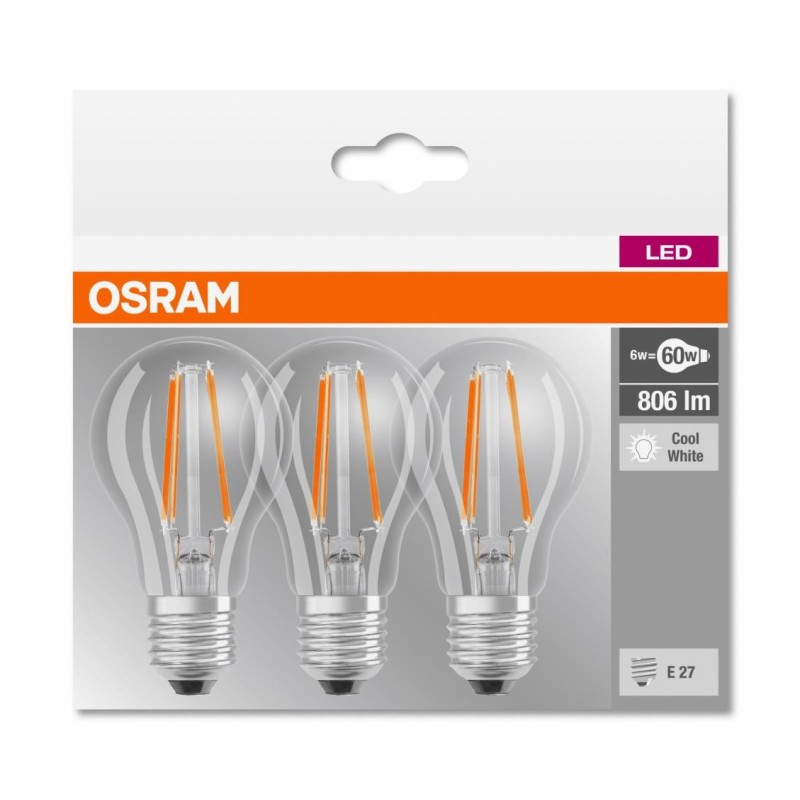 3 becuri led osram base classic a e27 7w (60w) 806 lm lumina neutra (4000k)