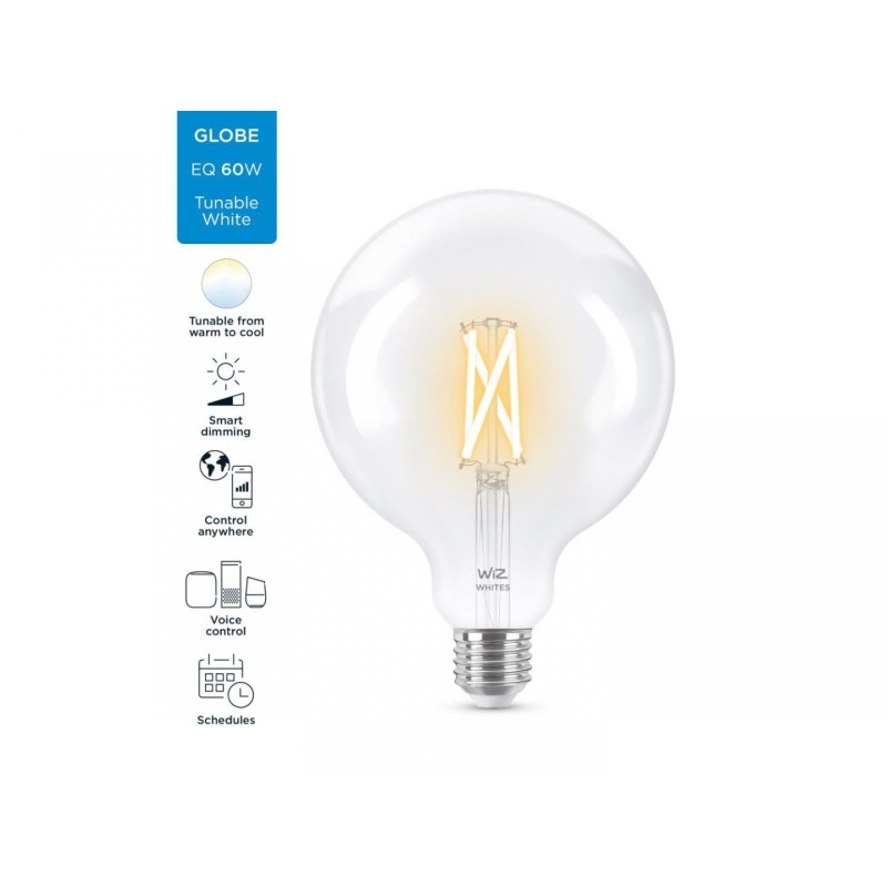 Bec led inteligent vintage (decorativ) wiz connected filament clearg125 wi-fi e27 6.7w (60w) 806 lm