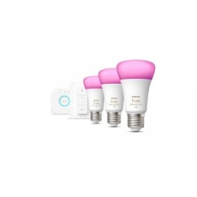 Pachet 3 becuri led rgb inteligente philips hue a60 bluetooth e27 9w (75w) 1100 lm