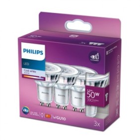 3 becuri led philips classic spot gu10 4.6w (50w) 390 lmlumina neutra (4000k)