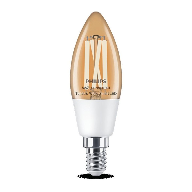 Bec led inteligent vintage (decorativ) philips filament candle clear c35 wi-fi bluetooth e14 4.9w (40w)