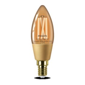 Bec led inteligent vintage (decorativ) philips filament candle amber c35 wi-fi bluetooth e14 4.9w (25w)