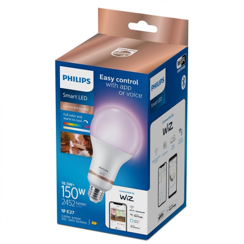 Bec led rgb inteligent philips bulb a80 wi-fi bluetooth e27 18.5w (150w) 2452 lm lumina