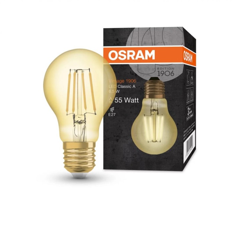 Bec led osram vintage 1906 clas a e27 6.5w (50w) 650 lm lumina calda (2400k)