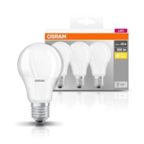 3 becuri led osram base classic a e27 8.5w (60w) 806 lm lumina calda (2700k)