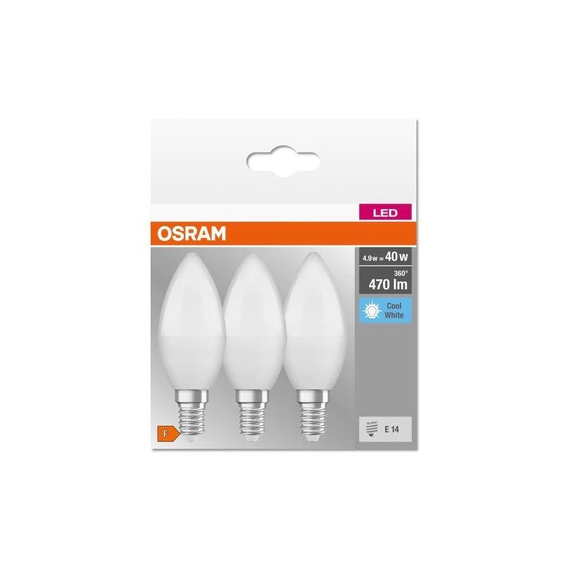 3 becuri led osram base classic b e14 4.9w (40w) 470 lm lumina neutra (4000k)