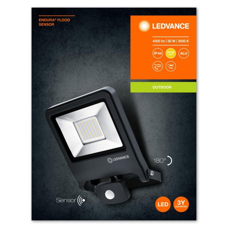 Proiector led cu senzor de miscare si lumina ledvance endura flood 50w 220-240v 4500 lm