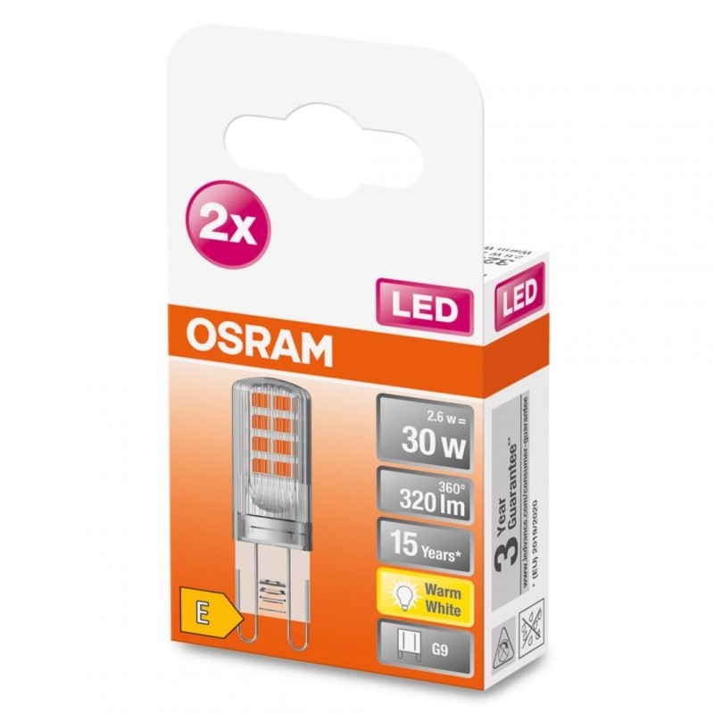 2 becuri led osram pin g9 2.6w (30w) 320 lm lumina calda (2700k)