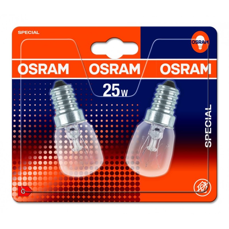 2 becuri incandescente pentru cuptor osram t26 e14 25w 140 lm lumina calda (2700k)