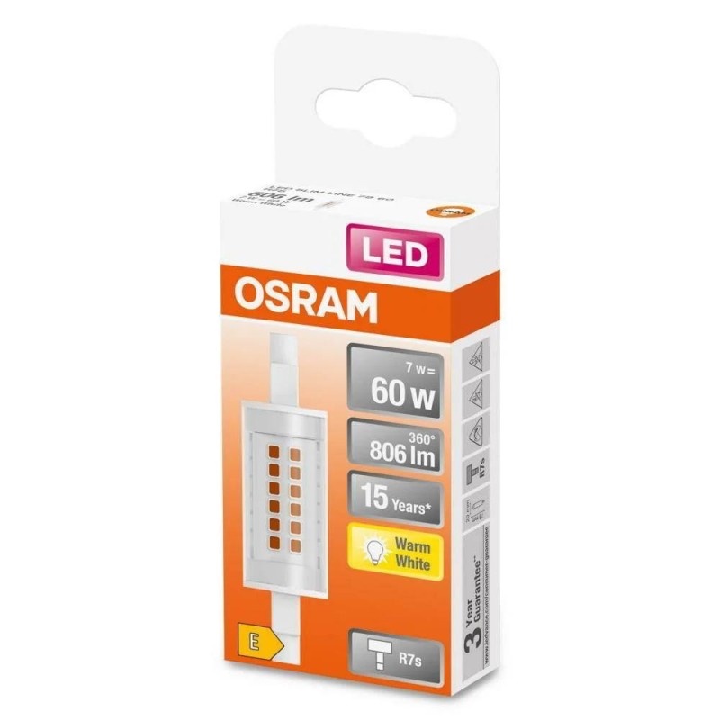 Bec led osram slim line r7s 7w (60w) 806 lm lumina calda (2700k) 78mm Ø20mm