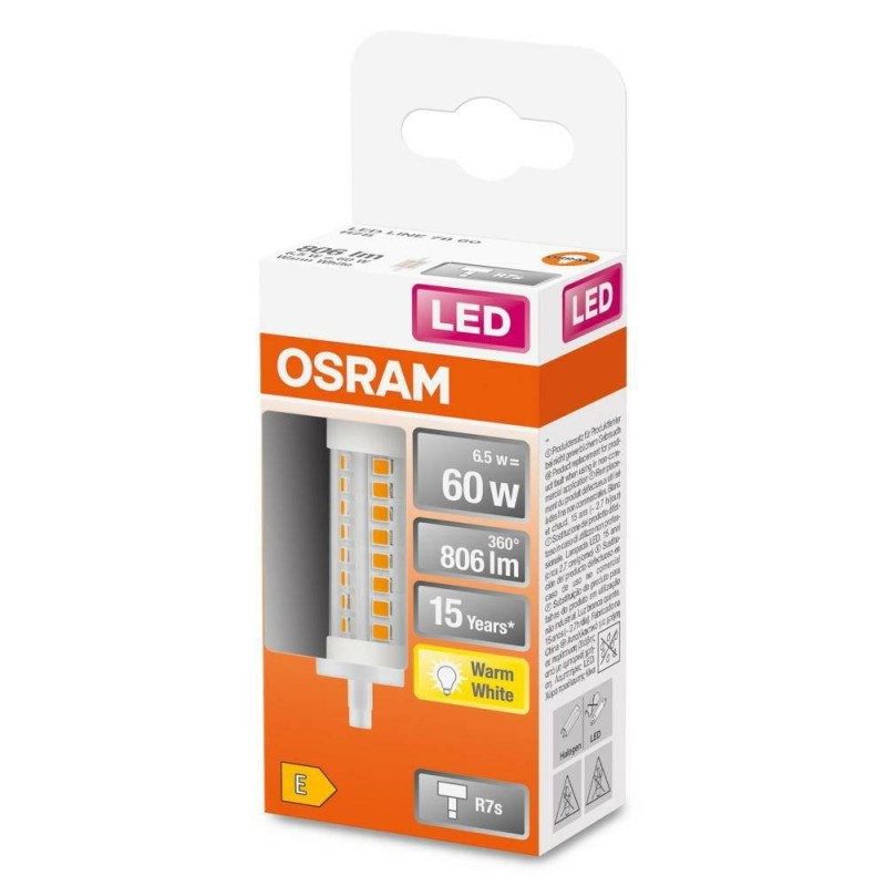 Bec led osram line r7s 6.5w (60w) 806 lm lumina calda (2700k) 78mm Ø29mm