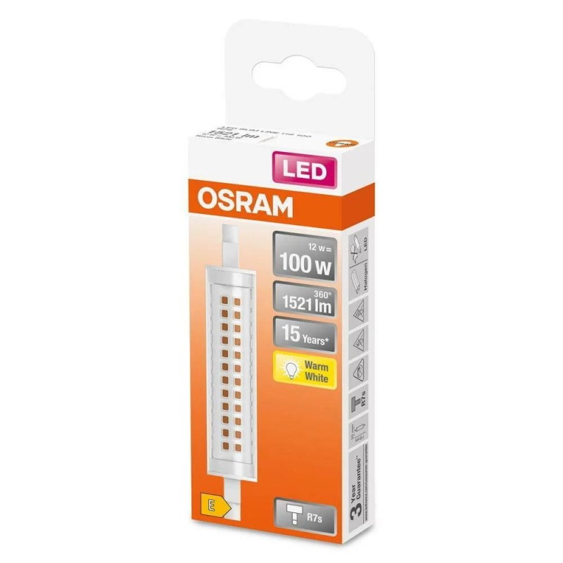 Bec led osram slim line r7s 12w (100w) 1521 lm lumina calda (2700k) 118mm Ø20mm