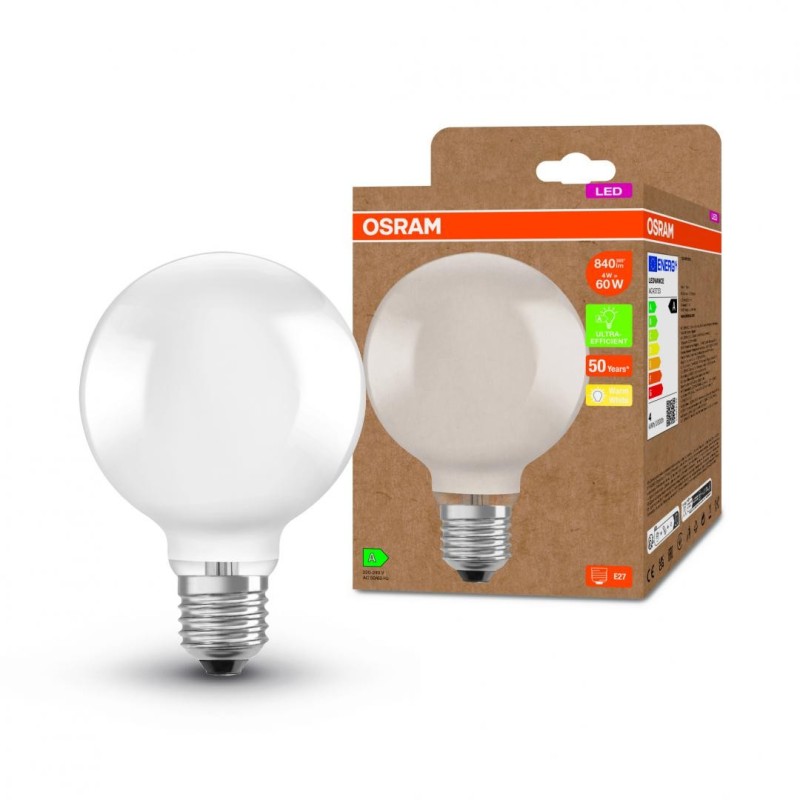 Bec led osram globe a95 ultra efficient light e27 4w (60w) 840 lm lumina calda