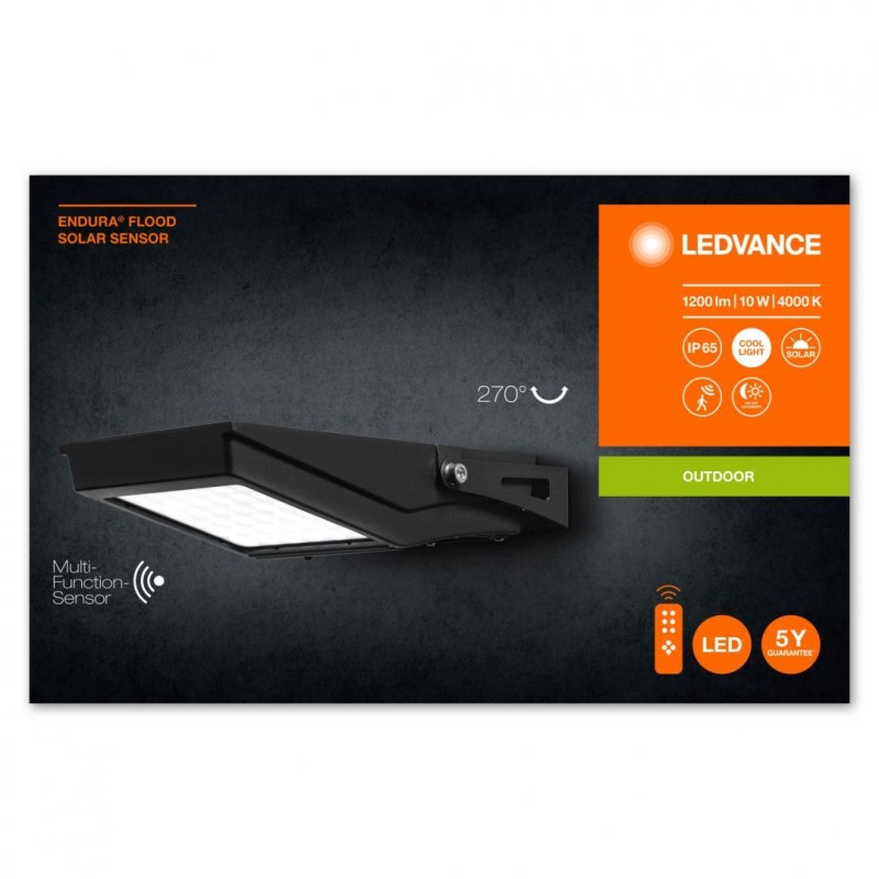 Proiector led solar cu telecomanda senzor de miscare si lumina ledvance endura flood solar 10w