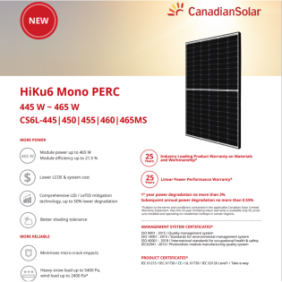 Panou solar fotovoltaic monocristalin hiku6 mono perc cs6l-460ms black frame max. 1000v lungime cablu 1250mm