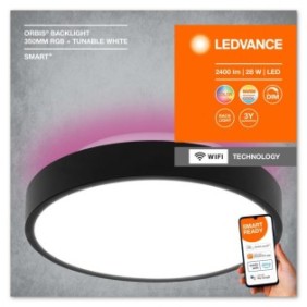 Plafoniera led rgb inteligenta ledvance smart+ wifi orbis backlight 350 28w 2400 lm lumina alba