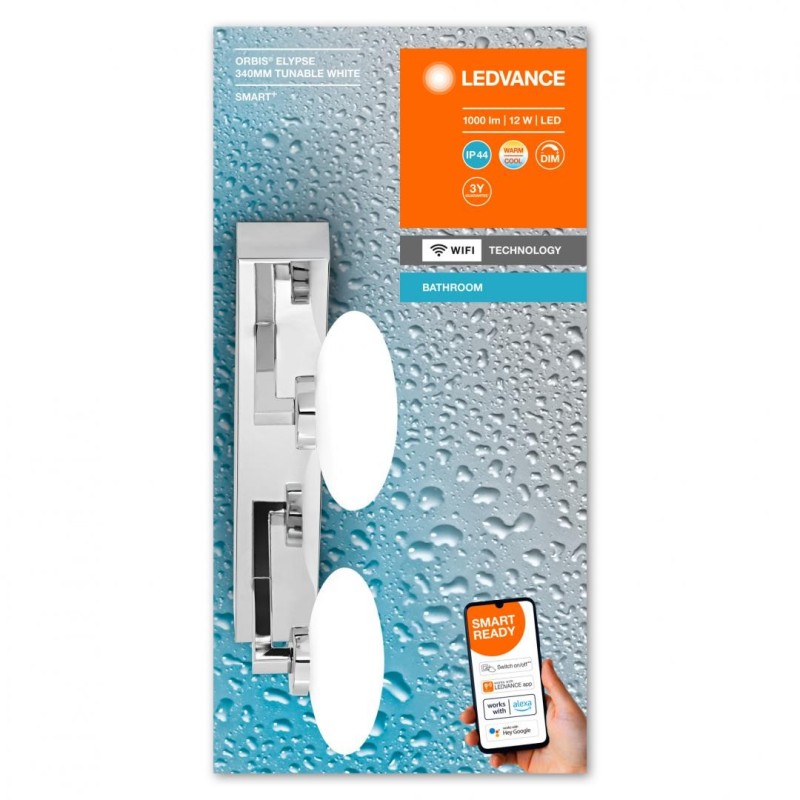 Aplica led inteligenta pentru baie ledvance smart+ wifi orbis elypse 340 12w 1000 lm lumina