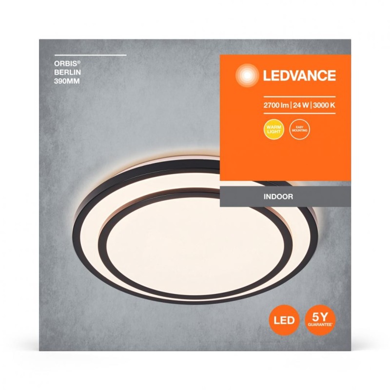 Plafoniera led ledvance orbis berlin 390 24w 2700 lm lumina calda (3000k) ip20 Ø39cm metal/plastic