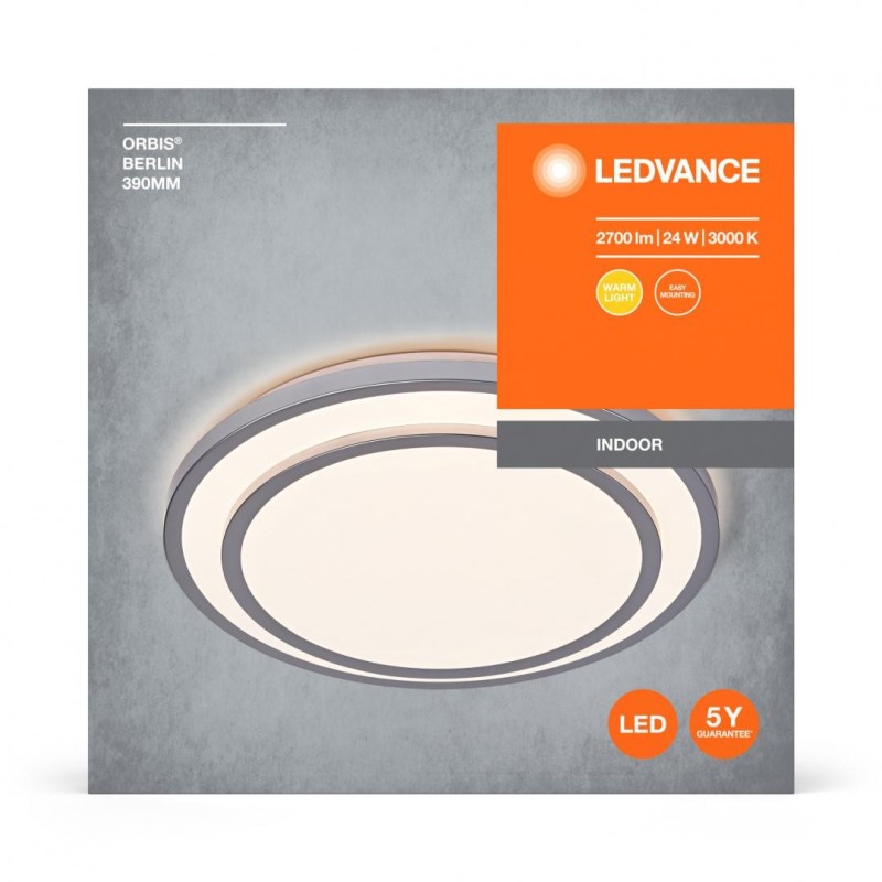 Plafoniera led ledvance orbis berlin 390 24w 2700 lm lumina calda (3000k) ip20 Ø39cm metal/plastic