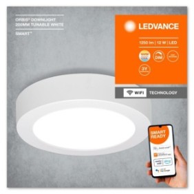 Panou led inteligent ledvance smart+ wifi orbis round downlight surface 12w 1250 lm lumina alba