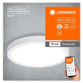 Panou led inteligent ledvance smart+ wifi orbis round downlight surface 22w 2500 lm lumina alba