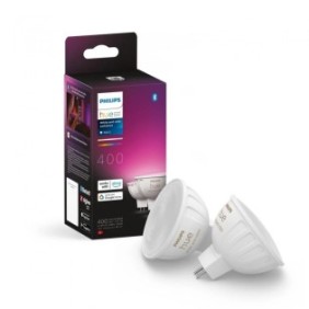 2 becuri led rgb inteligente philips hue mr16 bluetooth gu5.3 12v 6.3w 400 lm lumina