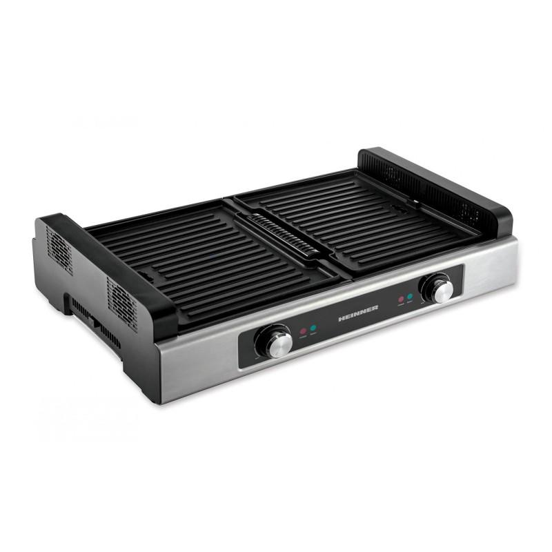 Grill electric heinner hseg-1800ss functie filtrare fum 2 placi detasabile si reversibile placi cu invelis