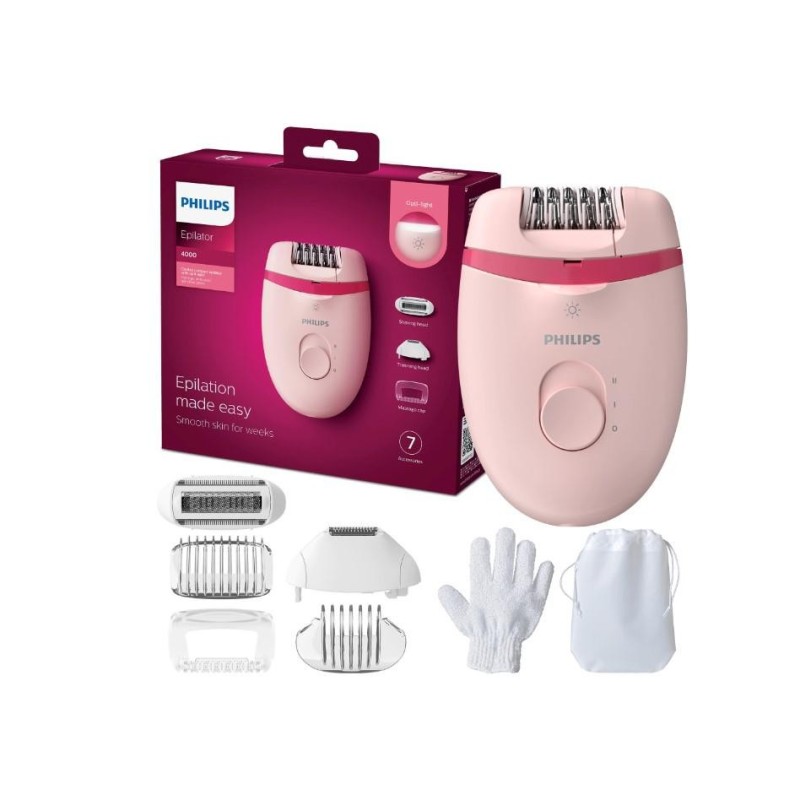 Epilator philips satinelle bre285/00 2 trepte de viteza maner ergonomic opti-light cap de epilare lavabil