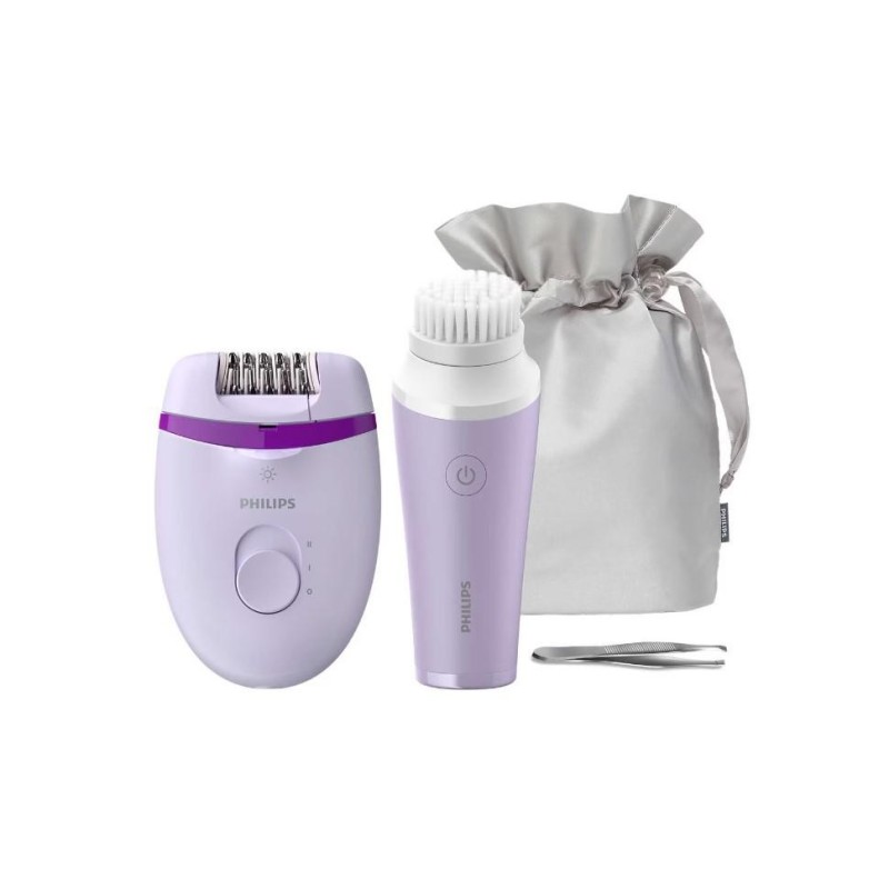 Set epilator philips satinelle essential brp533/00 opti-light 2 setari de viteze mini-perie de curatare faciala