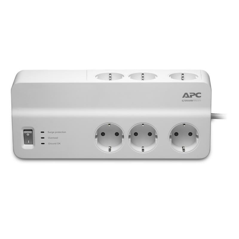 Prelungitor apc cu protectie 6 prize schuko cablu ≤2.0m  alb