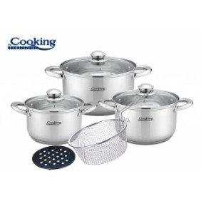 8 piece stainless steel cooking set victoria
1 x saucepan 18 x 10.5cm + lid