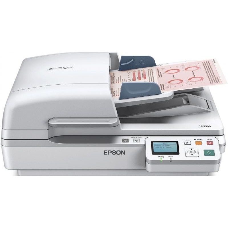 Scanner epson ds-7500n dimensiune a4 tip flatbed viteza scanare: 40ppm alb-negru si color rezolutie optica