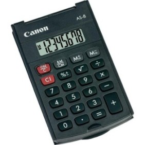 Calculator buzunar canon as8 8 digiti display lcd alimentare baterie functii: radacina patrata procentaj tasta