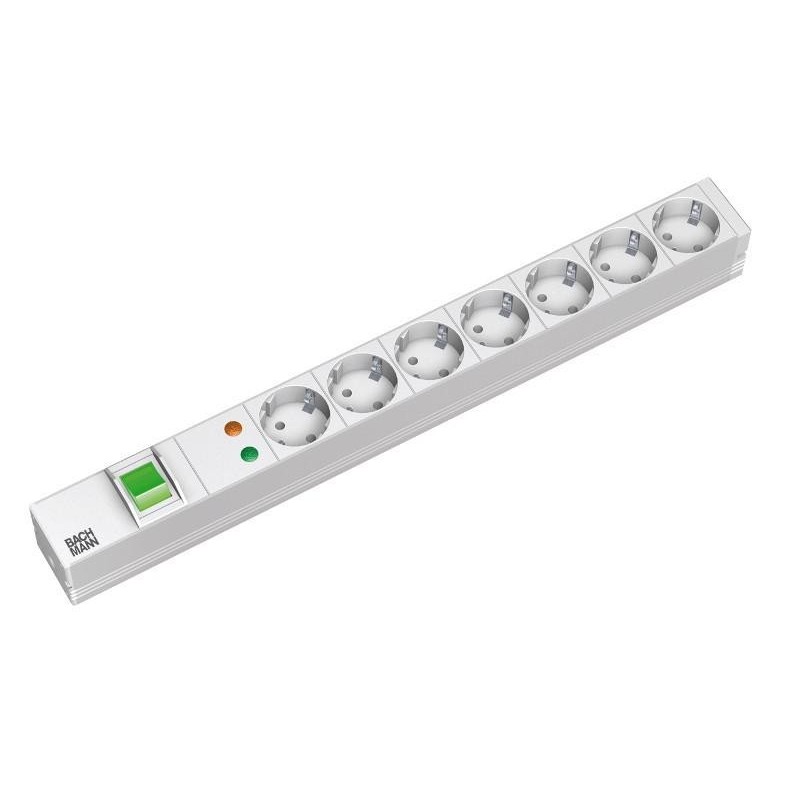 Bachmann pdu 7 prize schuko 1u impamantare protectie supratensiune intrerupator 2 metri ral 7035 aluminiu