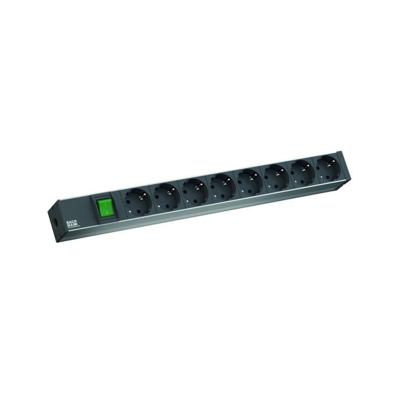 Bachmann it pdu 8x prize schuko 1x switch 2-pole impamantare intreruptor2m in schukonegrualuminiu