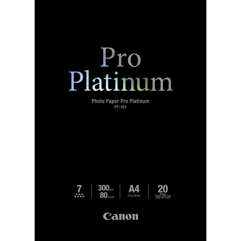 Hartie foto canon pt-101 a4 dimensiune a4 20 coli tip pro platinium greutate 300g/m2