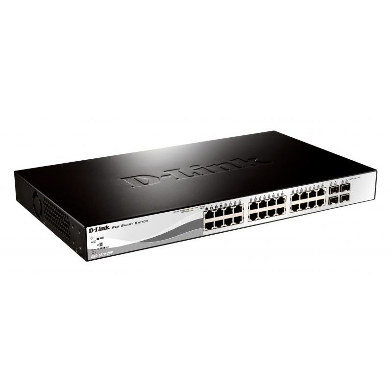 D-link switch des-1210-28p 24 porturi 10/100mbps 2 porturi combo1000baset/sfp 2 porturi gigabit 24 porturi poe